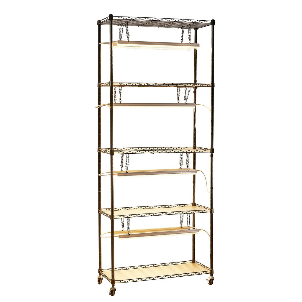 VEVOR Plant Shelf with Grow Light, 5-Tier Indoor Plant Stand, 71 in Tall Plants Display Rack with Wheels & 4/9/14H Timer, 80W T5 LED Full Spectrum Grow Lights, Flower Pot Holder for Seed Starting