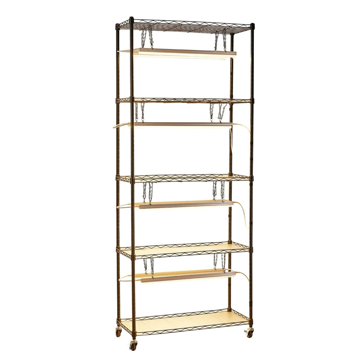 VEVOR Plant Shelf with Grow Light, 5-Tier Indoor Plant Stand, 71 in Tall Plants Display Rack with Wheels & 4/9/14H Timer, 80W T5 LED Full Spectrum Grow Lights, Flower Pot Holder for Seed Starting