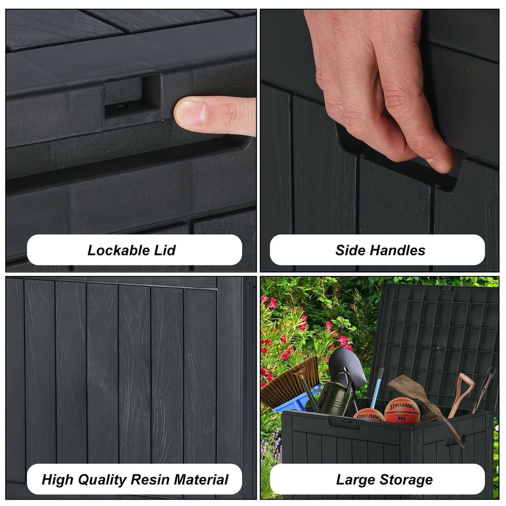 31 Gallon Resin Deck Box, Waterproof UV Resistant Outdoor Storage Box for Garden