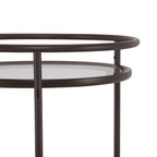 Modern Coffee Kitchen Cart with Tempered Glass Shelves - Coffee Brown