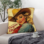 Baha Ranch Vintage Cowgirl Up Throw Pillow Case 18 x 18 Made in America