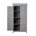 Outdoor Storage Shed with Vertical Tool Cabinet - Solid Wood, Dark Gray or Light Brown