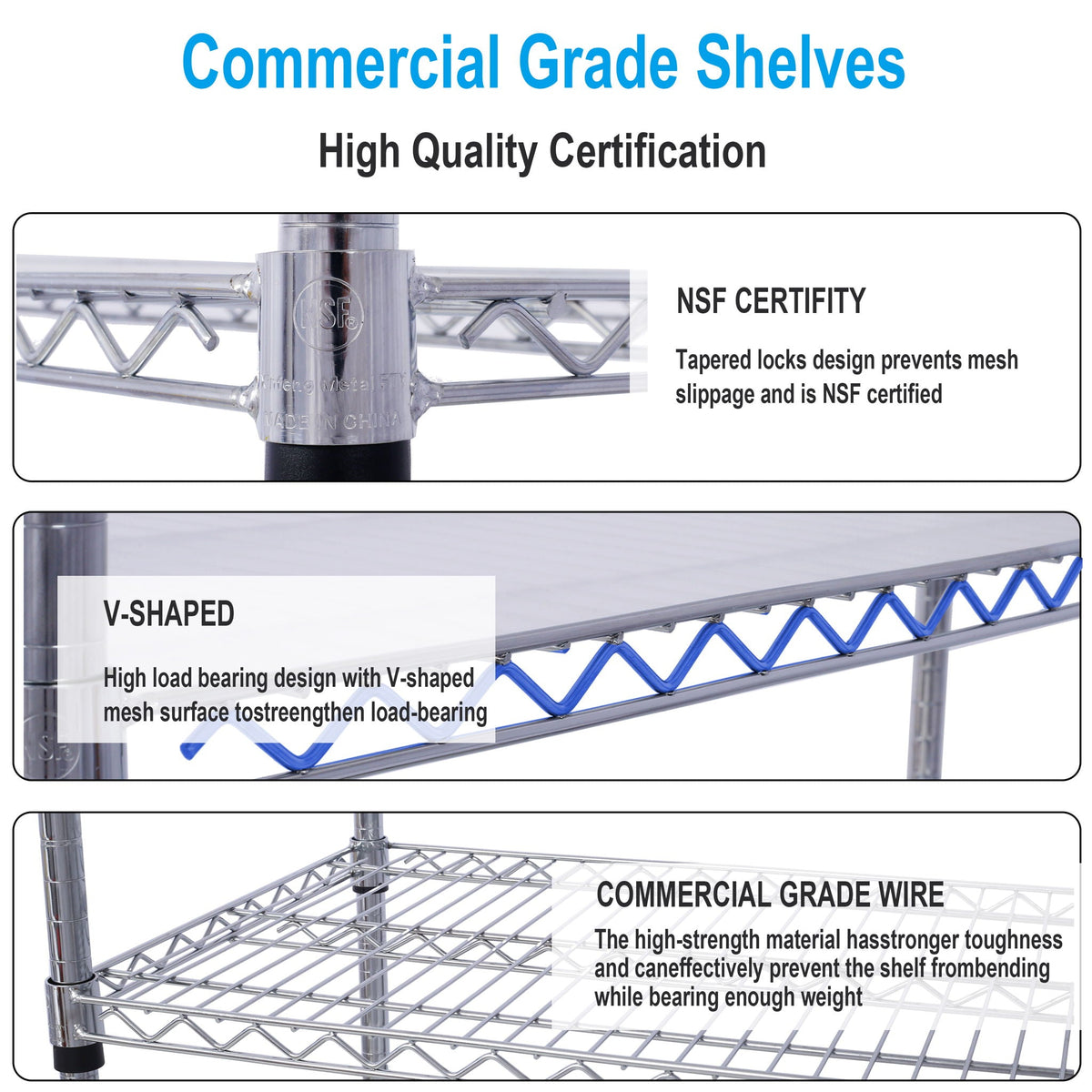 6 Tier Heavy Duty Metal Shelf Wire Shelving Unit