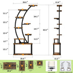 9 Tiered Indoor Plant Stand with 5 Adjustable Grow Lights - Light Brown