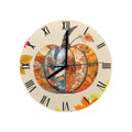 Fall Decor Pumpkin Round Wall Clock(Made in USA)