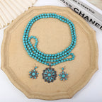 Western-style Loose Turquoise Bead Necklace With Electroplating — product image