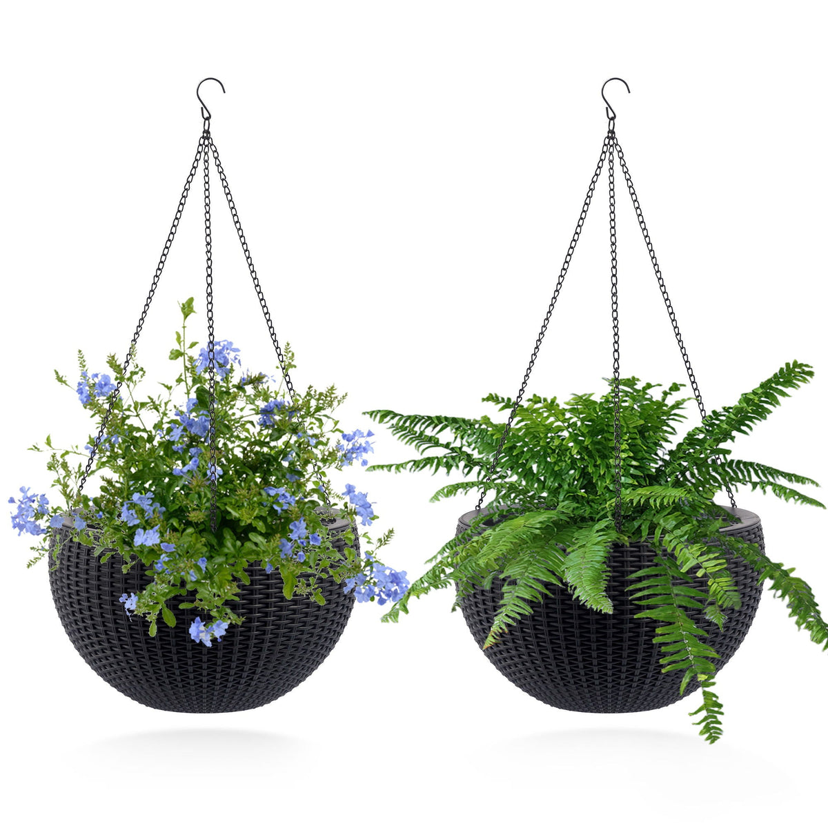 Self Watering Hanging Planter with Water Level Indicator - White, Black, or Dark Brown