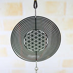Elegant 3D Metal Hanging Wind Hanging Spinners Spiral Wind Chimes Wind Sculptures With Gazing Ball Spiral Tail Stainless Steel Spin Decor For Indoor Outdoor Spinner Wind Chime With Spiral Tail Ball Center Home Decor