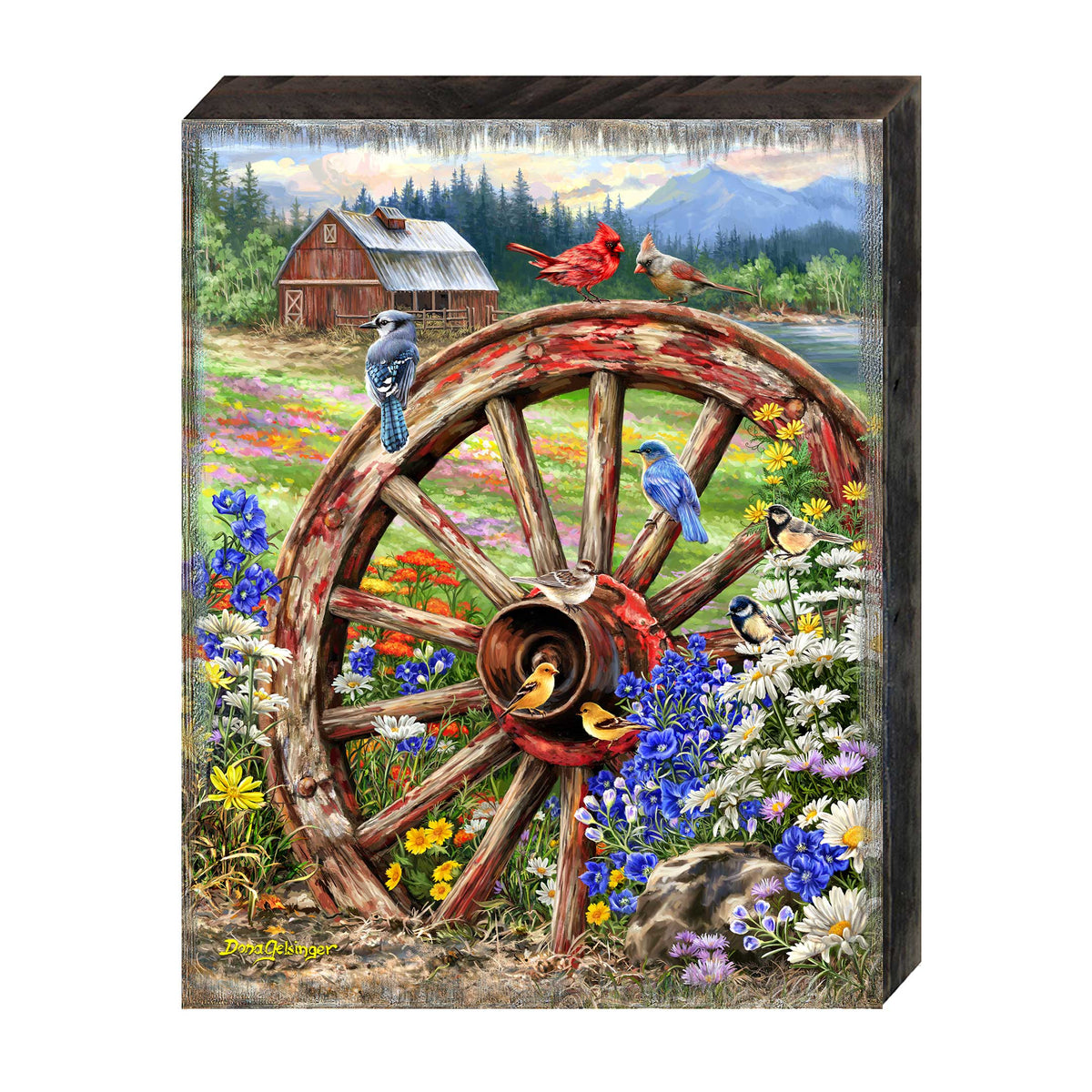 The Wagon Wheel Wooden Wall Art by D. Gelsinger - Family Love Decor - 95682B-DG