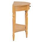 Farmhouse Half Moon Console Table with Drawer & Shelf - Rustic Finish
