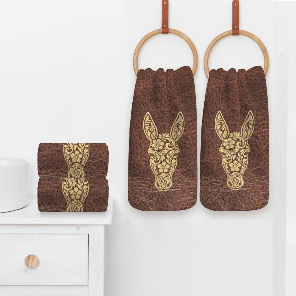 Baha Ranch Tooled Donkey Set of 4 Kitchen Dish Towels Made in America — product image