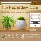 9 Tiered Indoor Plant Stand with 5 Adjustable Grow Lights - Light Brown