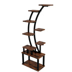 9 Tiered Indoor Plant Stand with 5 Adjustable Grow Lights - Light Brown