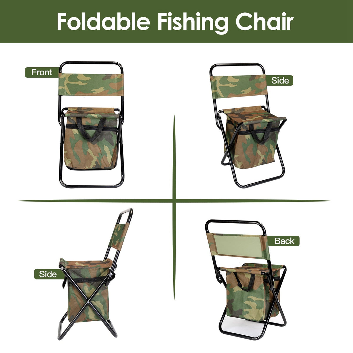 Portable Fishing & Camping Chair with Cooler Bag