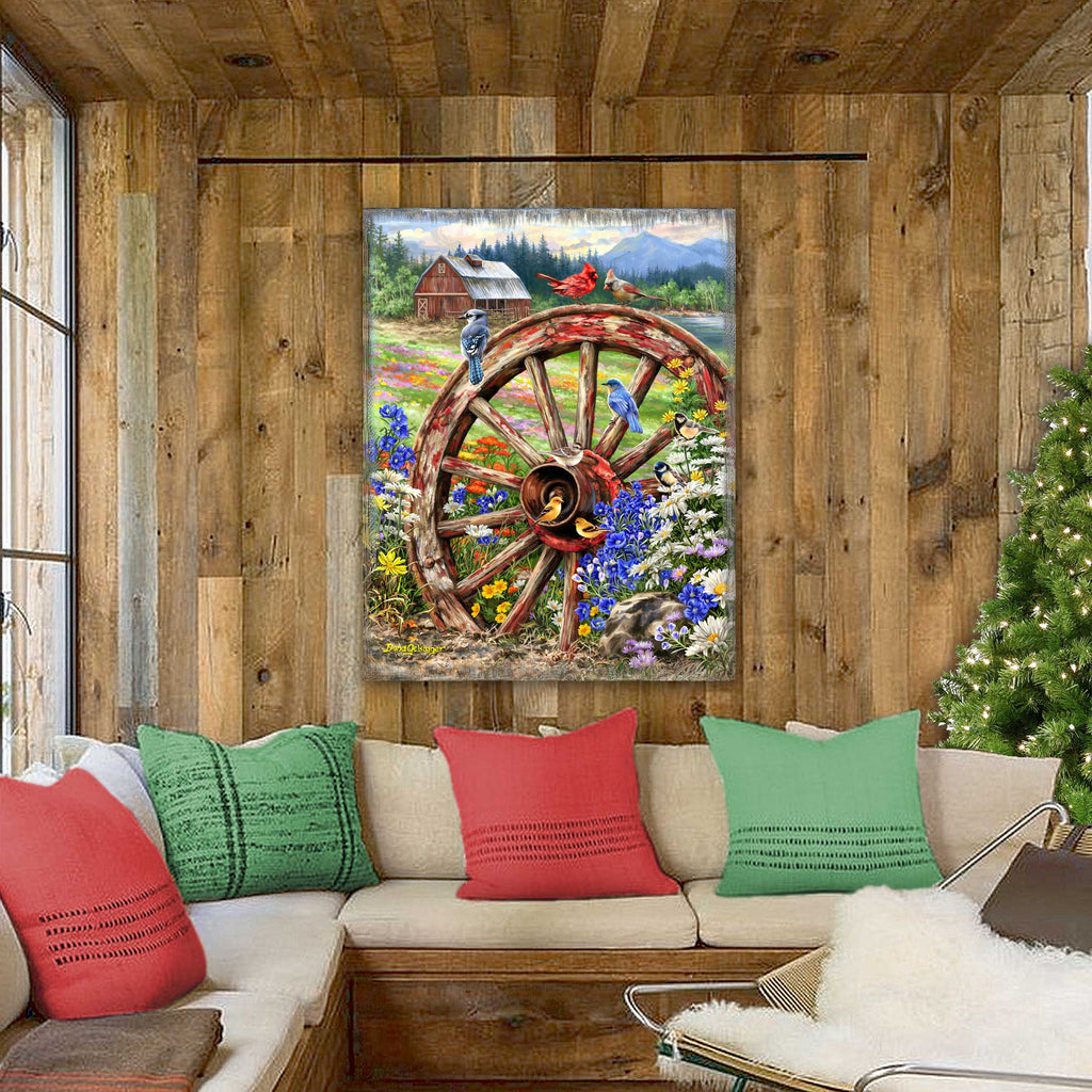 The Wagon Wheel Wooden Wall Art by D. Gelsinger - Family Love Decor - 95682B-DG