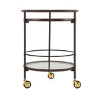 Modern Coffee Kitchen Cart with Tempered Glass Shelves - Coffee Brown