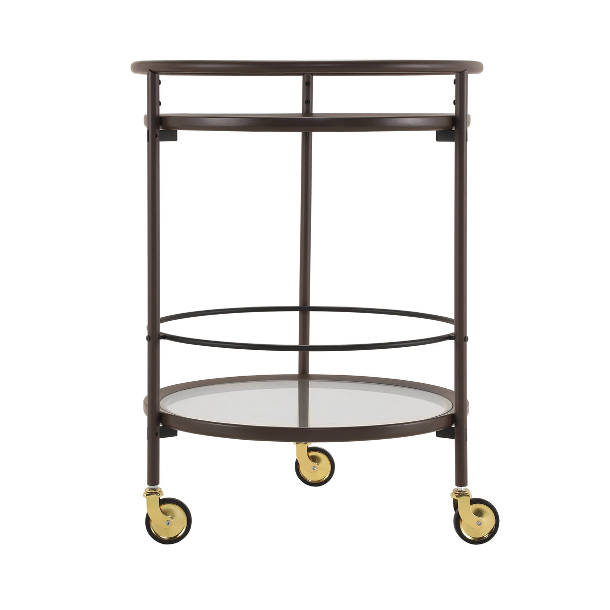 Modern Coffee Kitchen Cart with Tempered Glass Shelves - Coffee Brown