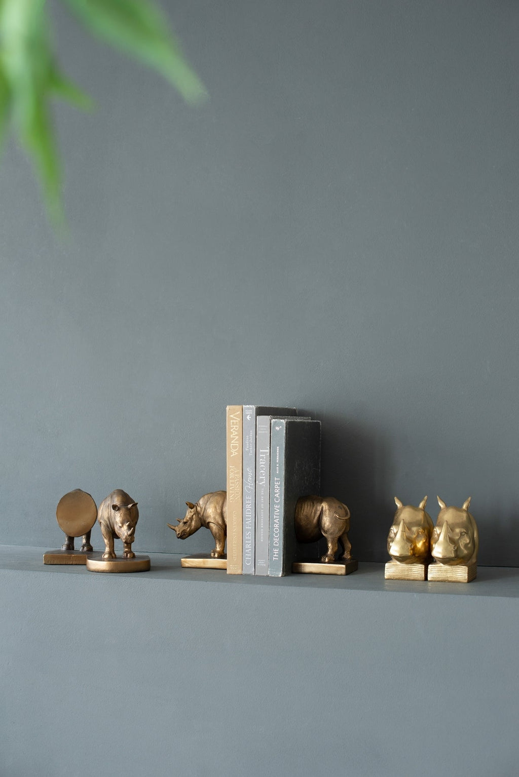 Rhino Bronze Bookends Set of 2 with Vintage-Modern Style - Bronze