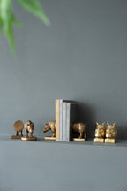 Rhino Bronze Bookends Set of 2 with Vintage-Modern Style - Bronze