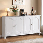 Vintage Distressed Sideboard Buffet Cabinet with Ample Storage - Distressed White