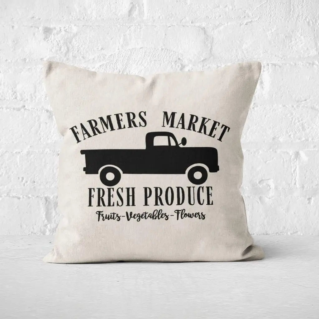 Farmhouse Pillows - Farmhouse Decor - Farmers Market Vintage Truck Accent Pillow — product image