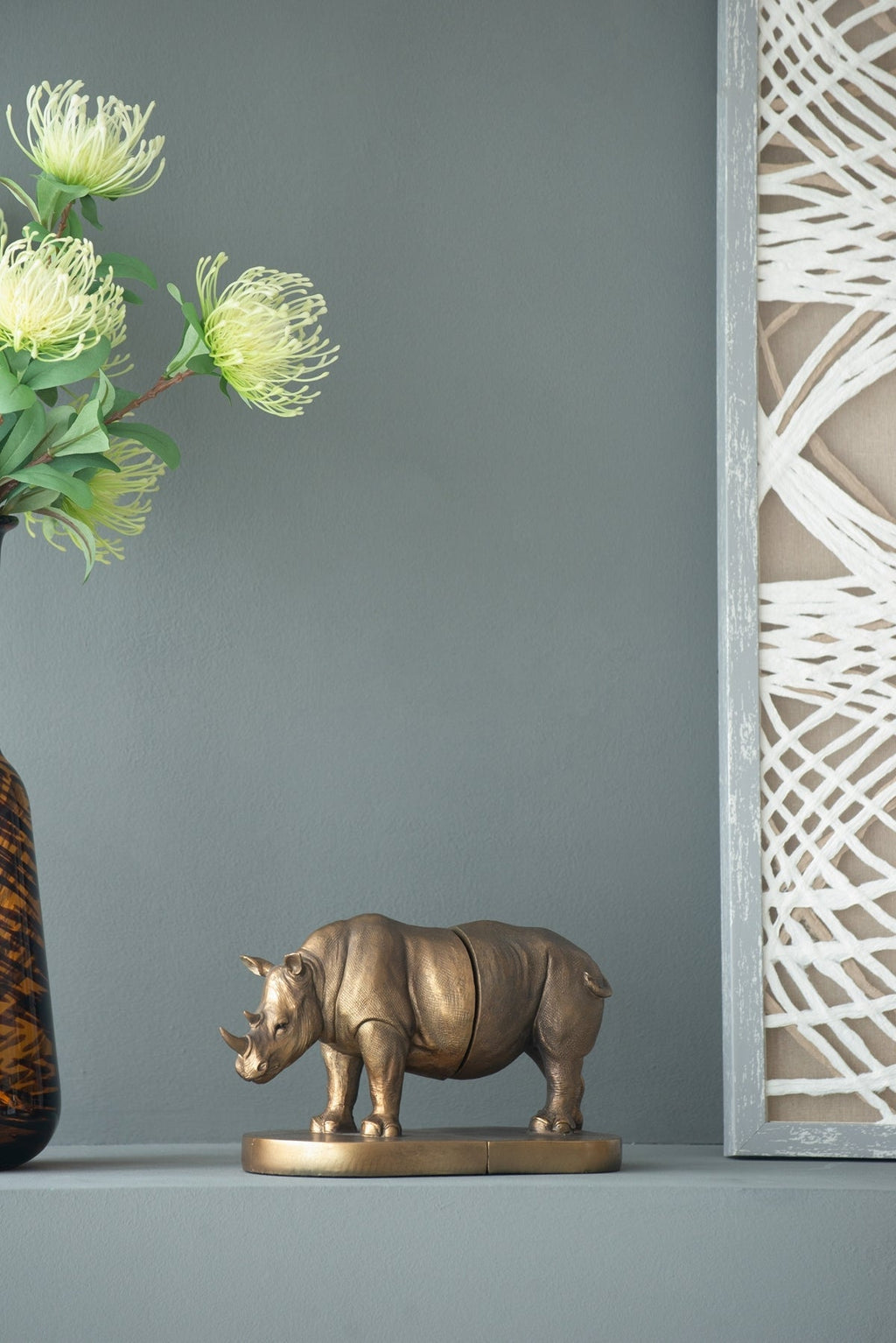 Rhino Bronze Bookends Set of 2 with Vintage-Modern Style - Bronze