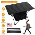 Foldable Camping Table With Storage Basket Rustproof Portable Aluminum Alloy Roll-Up Camping Table With Carrying Bag For Camping Hiking BBQ Picnic Fis