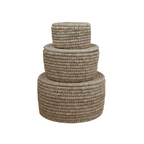 Hand-Woven Storage Baskets with Lids, Set of 3