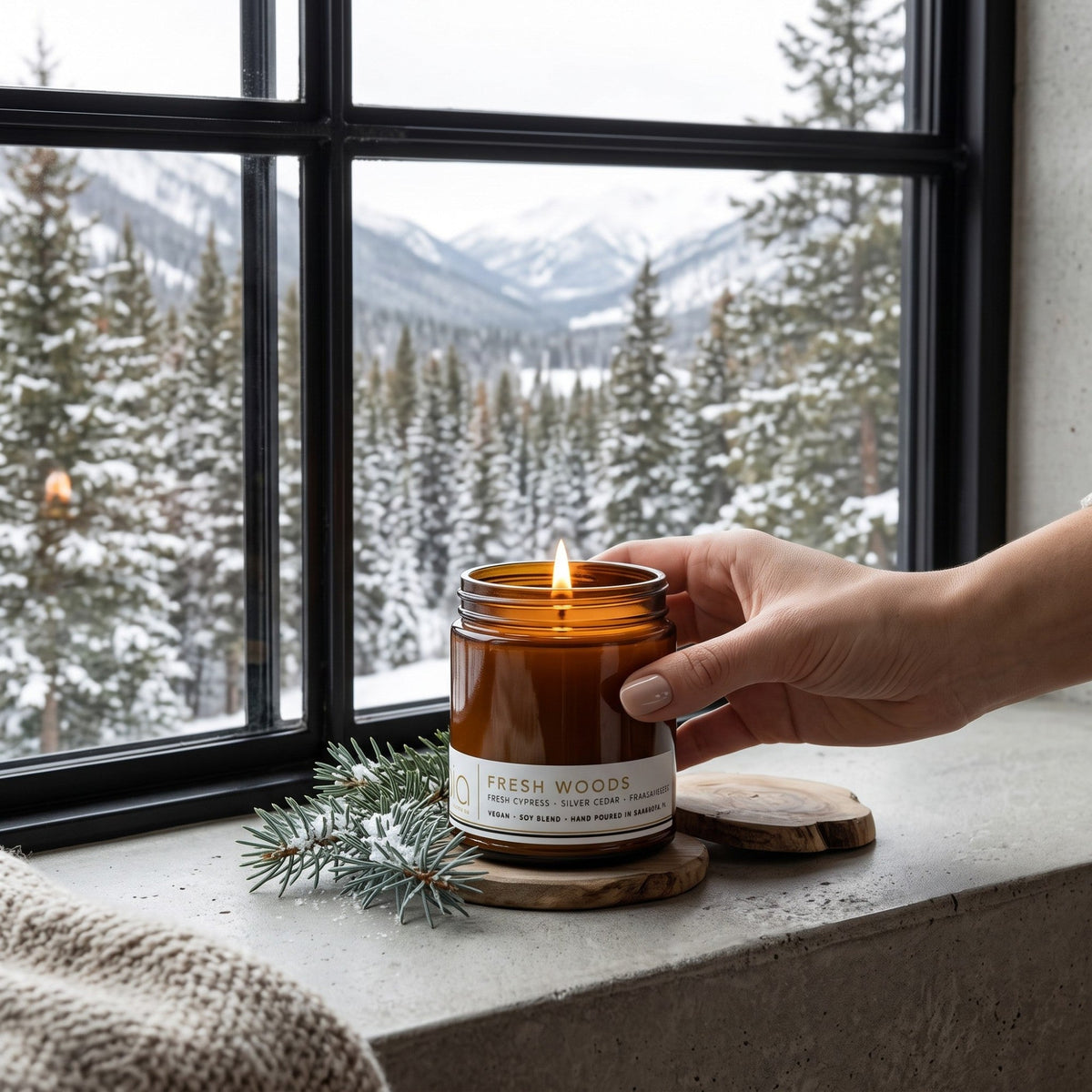 Fresh Woods Soy Blend Candle — Pine, Balsam, Fir & Cedar — product photo 5