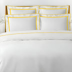 400TC Embroidery & Border Cotton Sateen Solid Duvet Cover Set