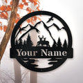 Outdoor Deer Monogram | Rustic Metal Wall Art - Durable Powder Coated Sign — product image