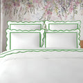 400TC Cotton Scallop Embroidery & Border Sateen Solid Duvet Cover Set
