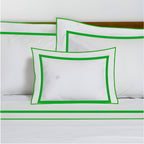 400TC Embroidery & Border Cotton Sateen Solid Duvet Cover Set