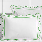 400TC Cotton Scallop Embroidery & Border Sateen Solid Duvet Cover Set