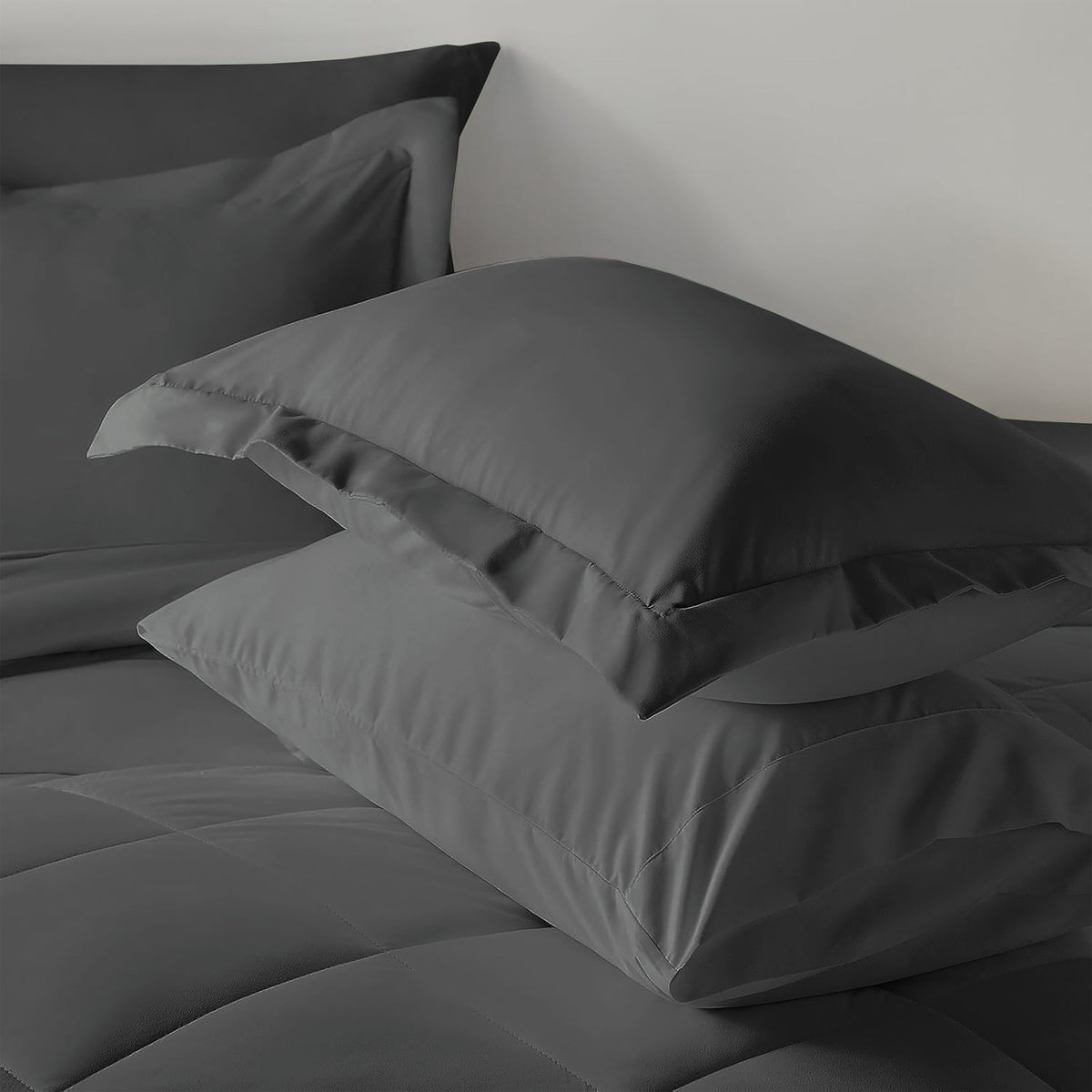 Hampton Ridge 7 Pc Comforter Set Bed in a Bag - Dark Grey