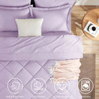Hampton Ridge 7 Pc Comforter Set Bed in a Bag - Light Purple