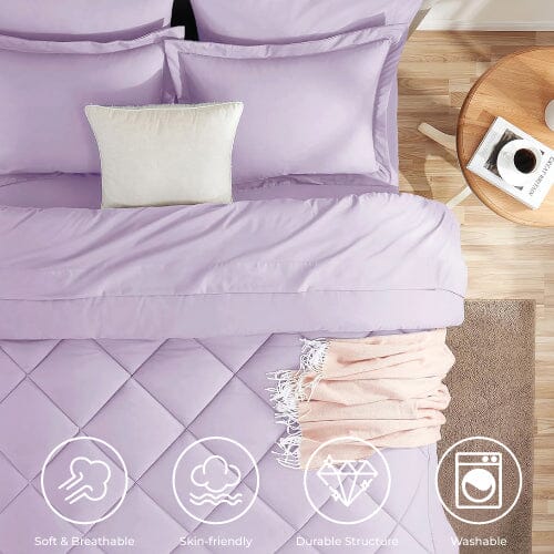 Hampton Ridge 7 Pc Comforter Set Bed in a Bag - Light Purple