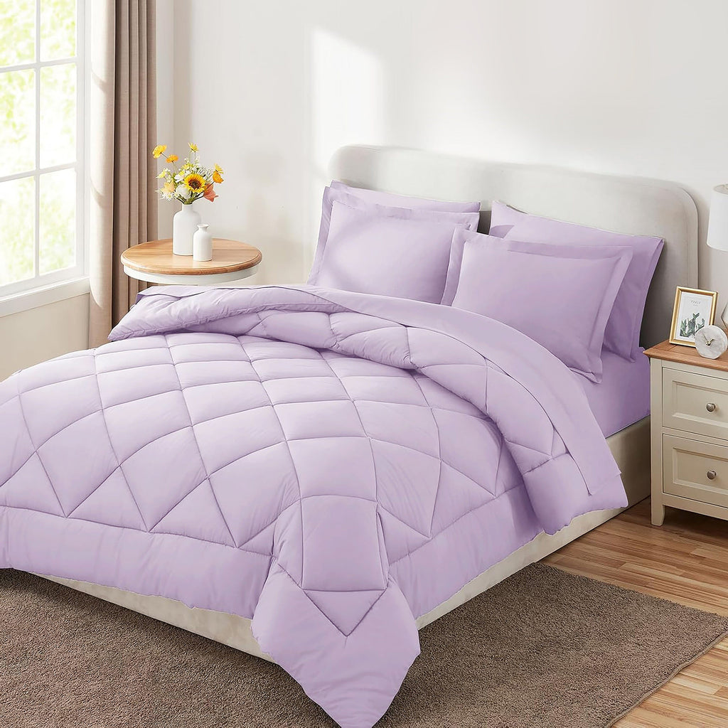 Hampton Ridge 7 Pc Comforter Set Bed in a Bag - Light Purple