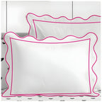 400TC Cotton Scallop Embroidery & Border Sateen Solid Duvet Cover Set