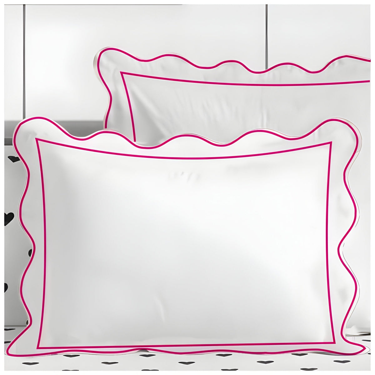 400TC Cotton Scallop Embroidery & Border Sateen Solid Duvet Cover Set