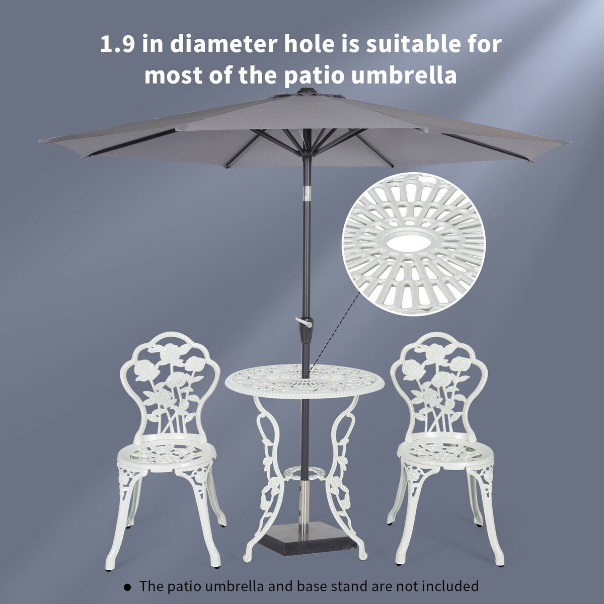 Outdoor Cast Aluminum Patio Furniture Set with Rose Design