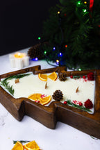 Large Christmas Tree Wooden Dough Bowl Scented Candle – Handcrafted Soy Wax Holiday Decor & Gift — product photo 3