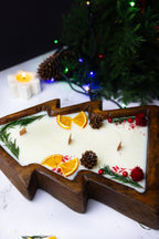 Large Christmas Tree Wooden Dough Bowl Scented Candle – Handcrafted Soy Wax Holiday Decor & Gift — product photo 1