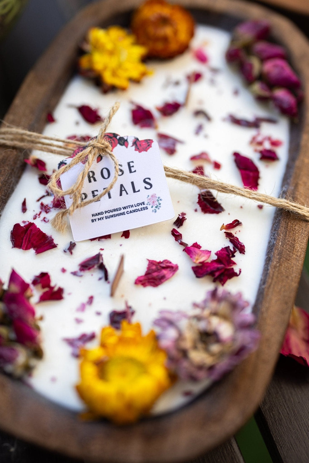 Summer Rose Farmhouse Soy Candle | Triple Wick Dough Bowl | Wood Wick Candle — product photo 6