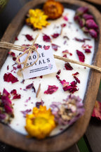 Summer Rose Farmhouse Soy Candle | Triple Wick Dough Bowl | Wood Wick Candle — product photo 6