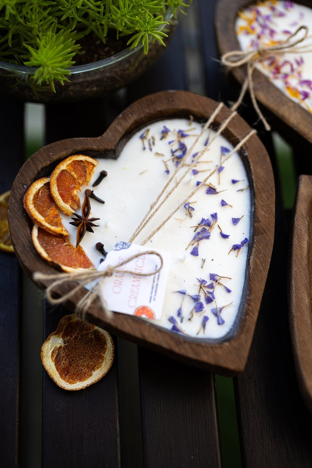 Heart-Shaped Orange Soy Candle with 3 Cotton Wicks for Special Occasions — product photo 5