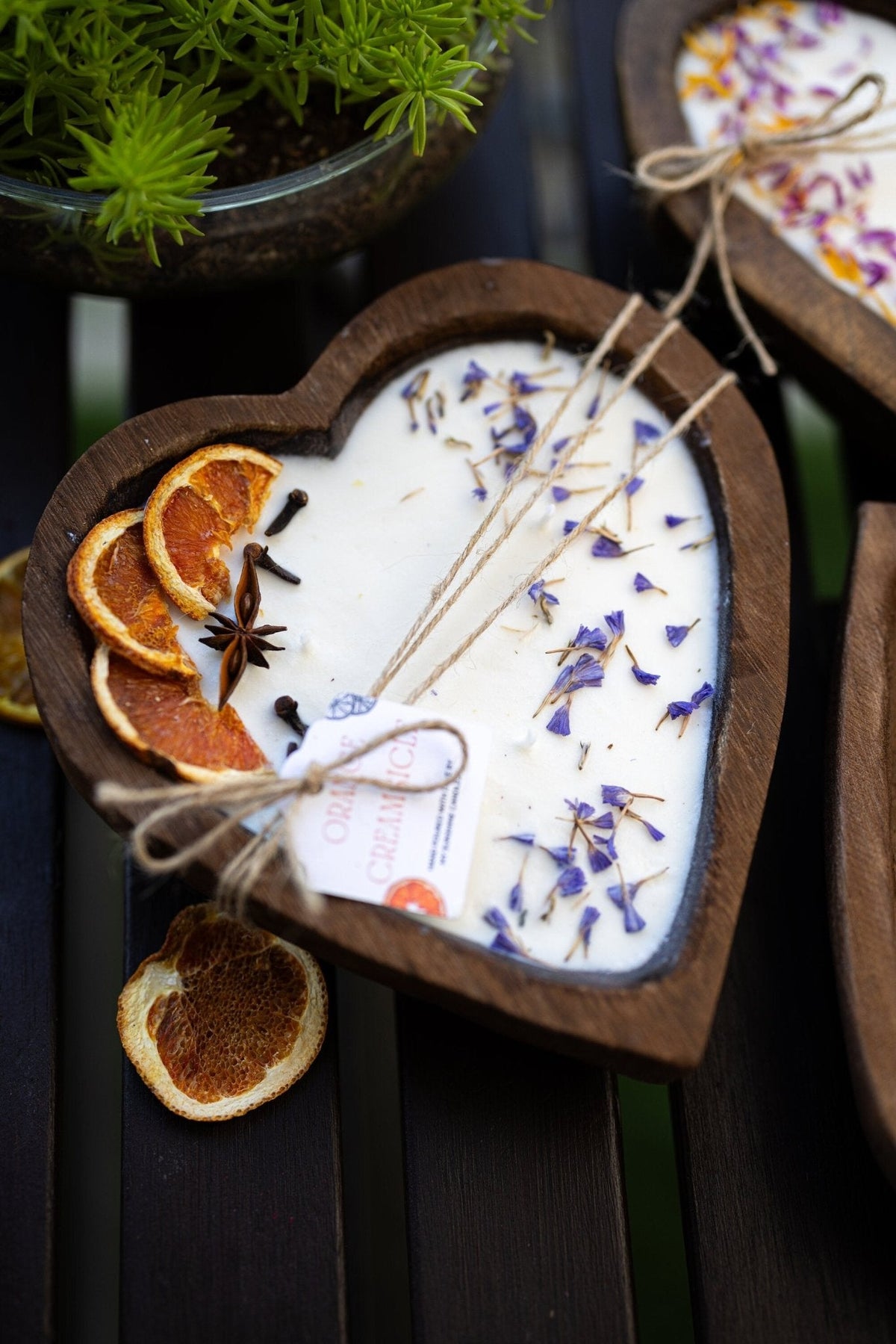 Heart-Shaped Orange Soy Candle with 3 Cotton Wicks for Special Occasions — product photo 5