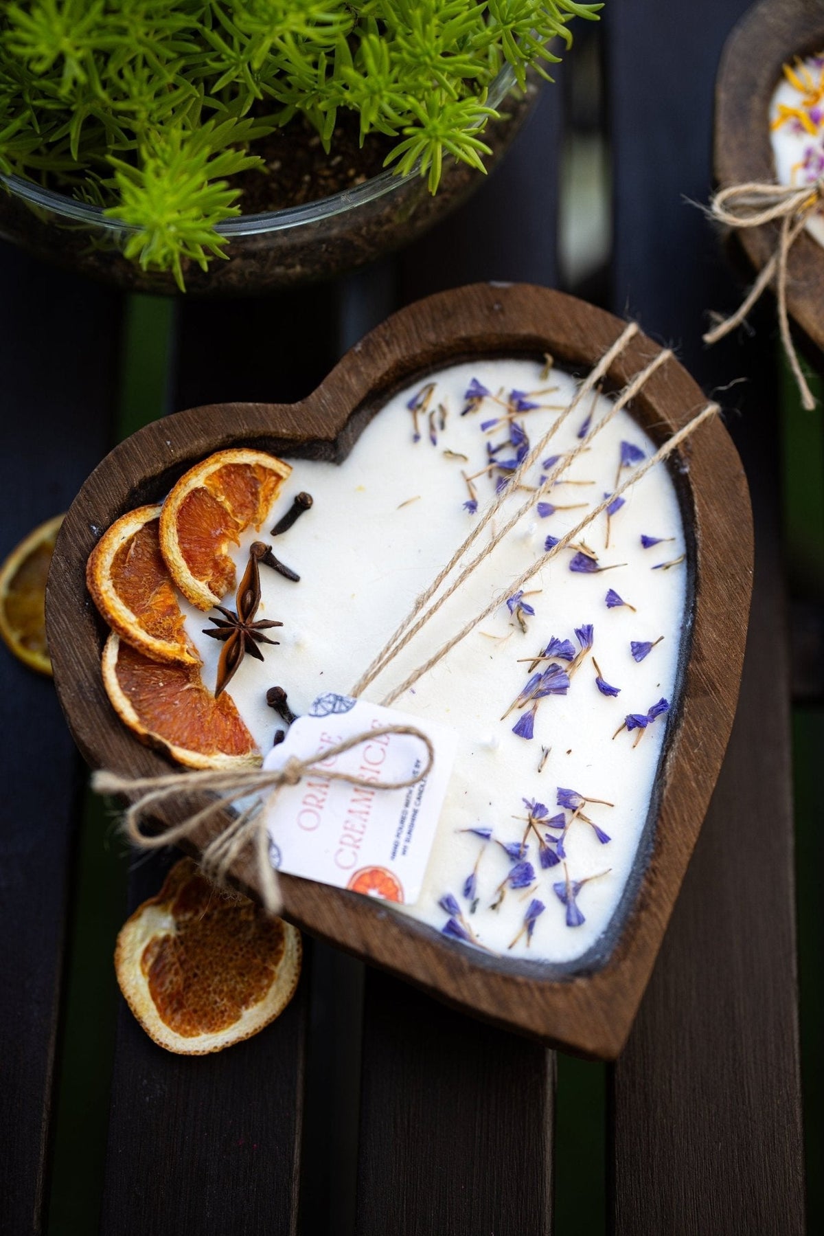 Heart-Shaped Orange Soy Candle with 3 Cotton Wicks for Special Occasions — product photo 1