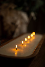 Hand-Carved 6-Wick Dough Bowl Candle - Orange Scent - Festive Farmhouse Decor Gift — product photo 8