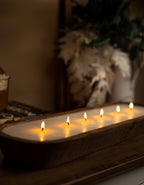 Hand-Carved 6-Wick Dough Bowl Candle - Orange Scent - Festive Farmhouse Decor Gift — product photo 9